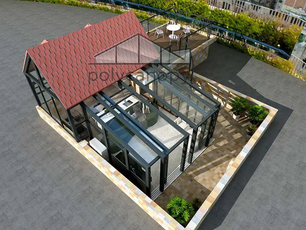 Wall-Mounted Retractable Sunroom โ Custom Lean-To Glass & Curved Polycarbonate Enclosure